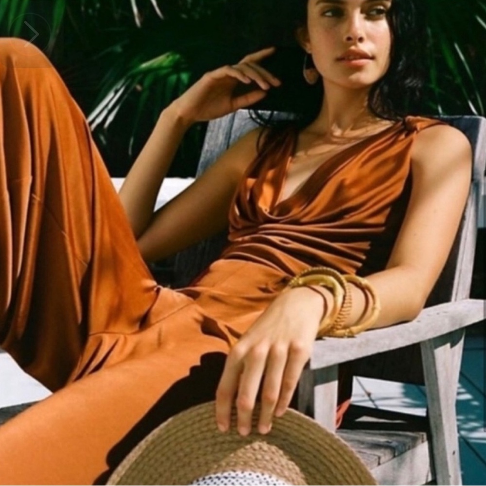 Anthropologie MAEVE Orange Wide-Leg Jumpsuit